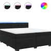 Hot Boxspring met matras fluweel zwart 200x200 cm Bedden