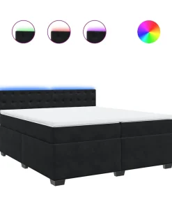 Hot Boxspring met matras fluweel zwart 200x200 cm Bedden