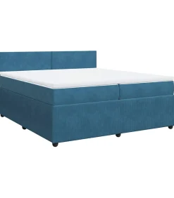 Outlet Boxspring met matras fluweel blauw 200x200 cm Bedden