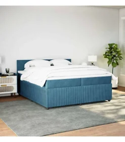 Outlet Boxspring met matras fluweel blauw 200x200 cm Bedden