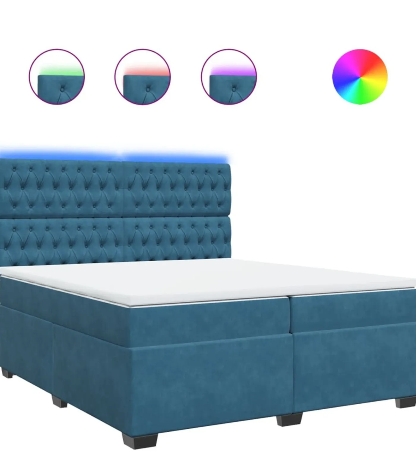 Sale Boxspring met matras fluweel blauw 200x200 cm Bedden