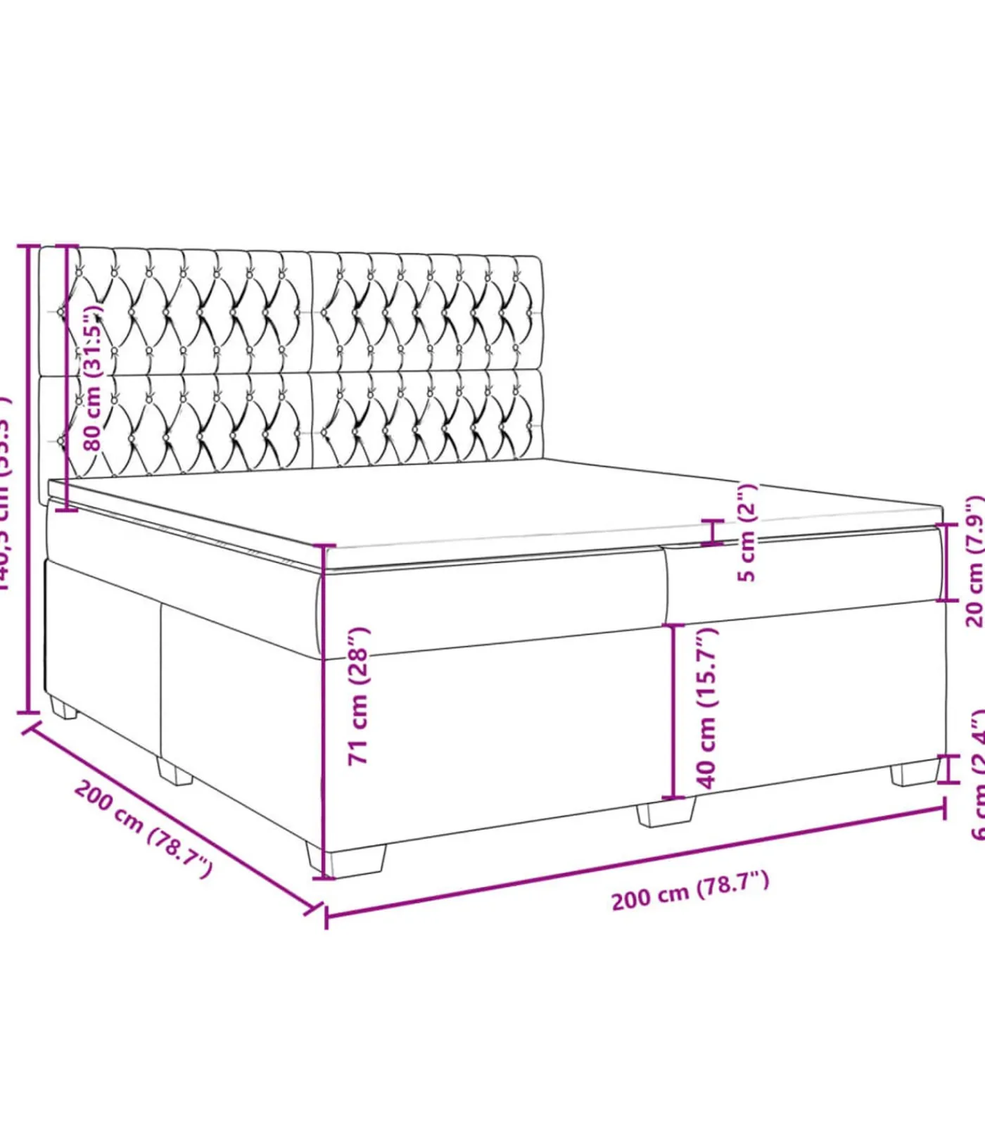 Sale Boxspring met matras fluweel blauw 200x200 cm Bedden