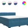 Boxspring met matras fluweel blauw 200x200 cm Bedden