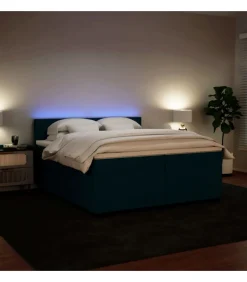 Boxspring met matras fluweel blauw 200x200 cm Bedden