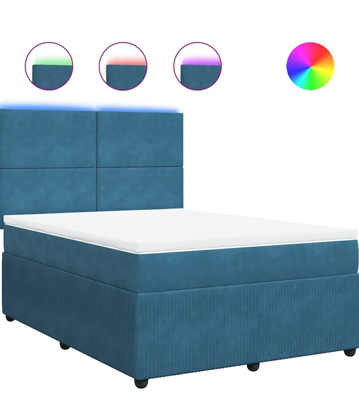 Clearance Boxspring met matras fluweel blauw 160x200 cm Bedden