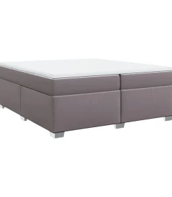 Outlet Boxspring met matras kunstleer grijs 200x200 cm Bedden
