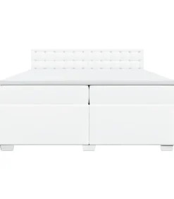 Hot Boxspring met matras kunstleer wit 200x200 cm Bedden