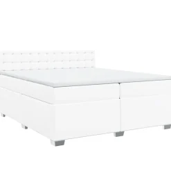 Clearance Boxspring met matras kunstleer wit 200x200 cm Bedden