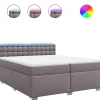 New Boxspring met matras kunstleer grijs 200x200 cm Bedden