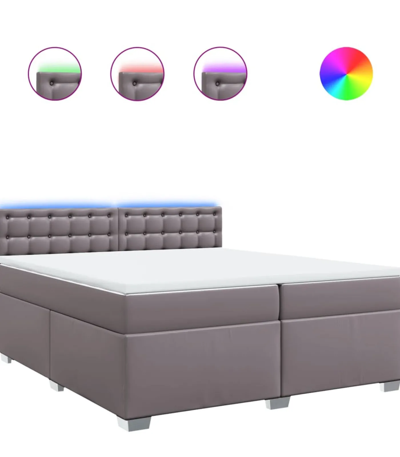 New Boxspring met matras kunstleer grijs 200x200 cm Bedden