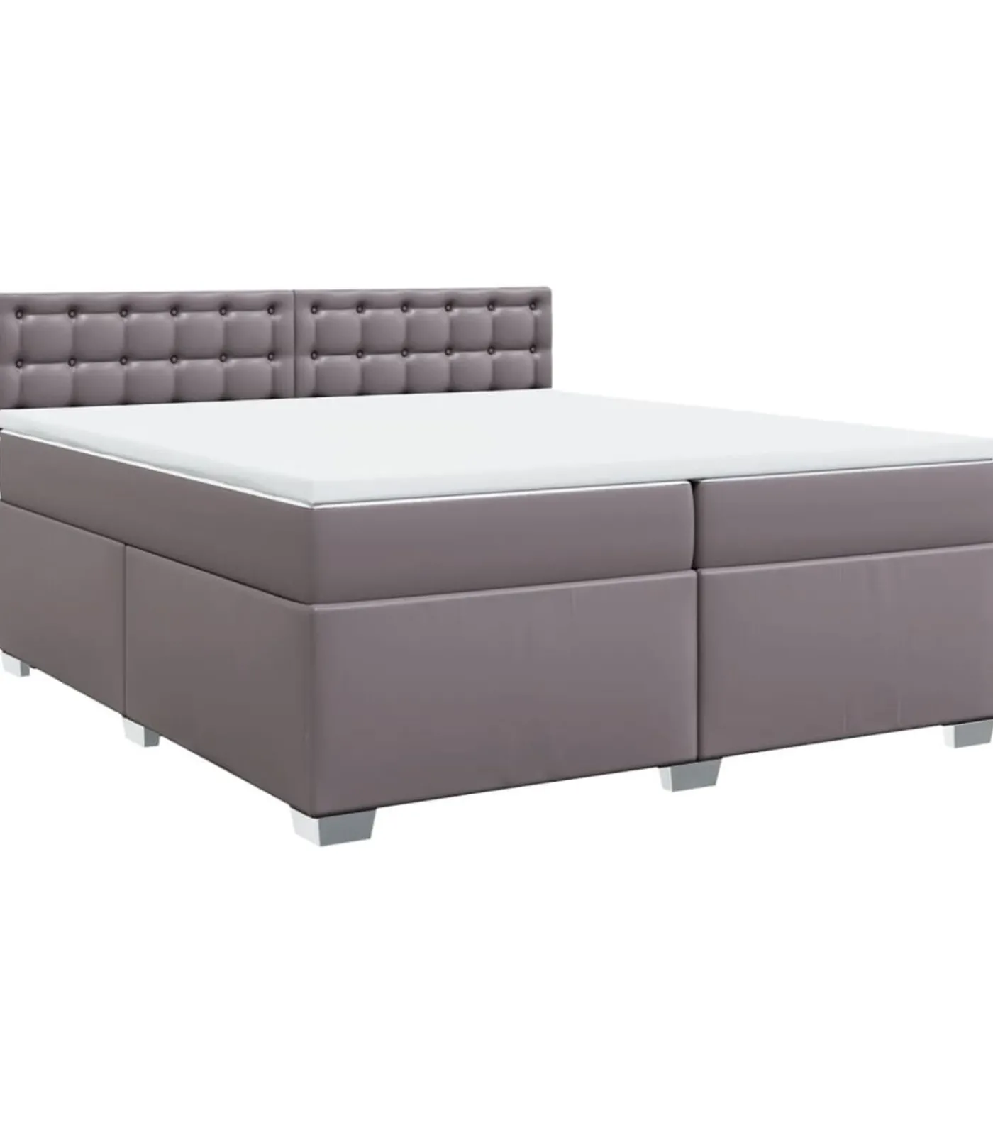 New Boxspring met matras kunstleer grijs 200x200 cm Bedden