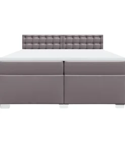 Boxspring met matras kunstleer grijs 200x200 cm Bedden