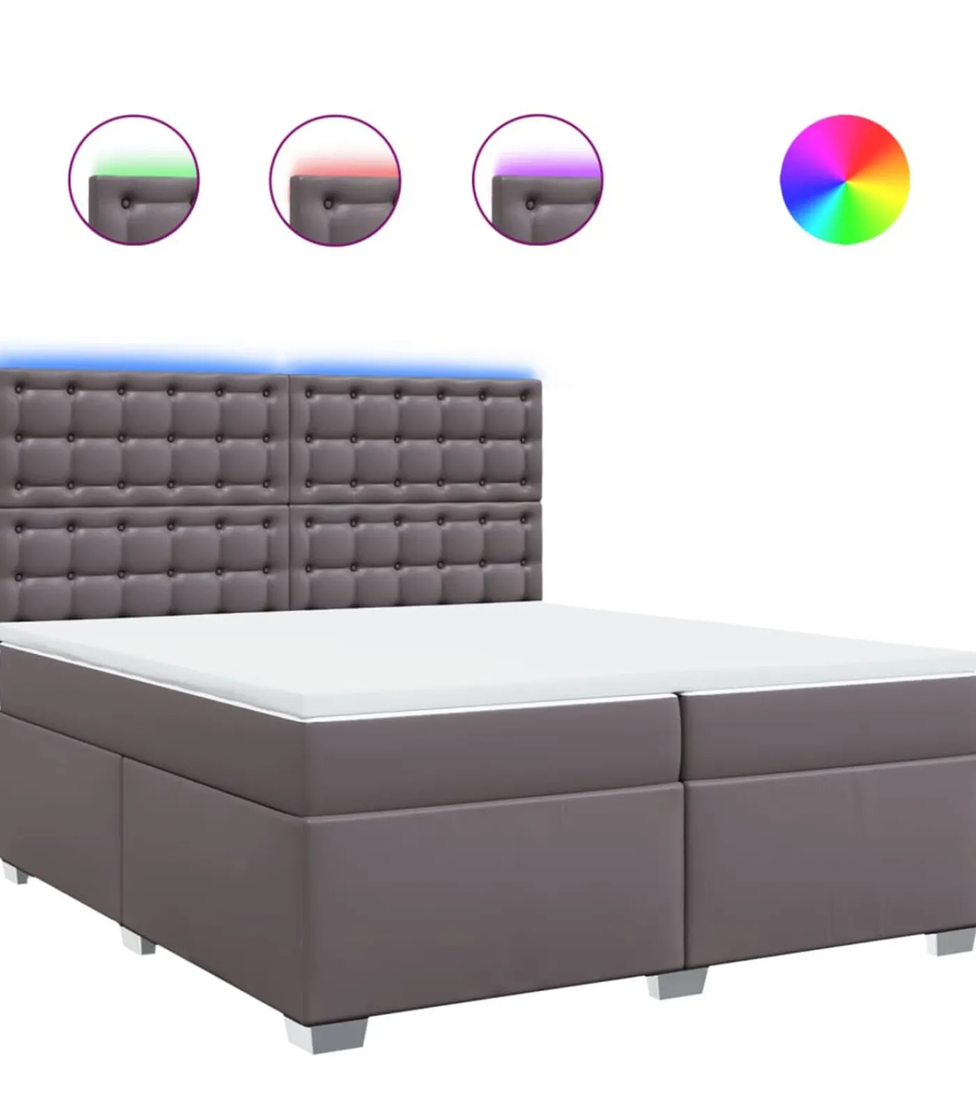 Online Boxspring met matras kunstleer grijs 200x200 cm Bedden