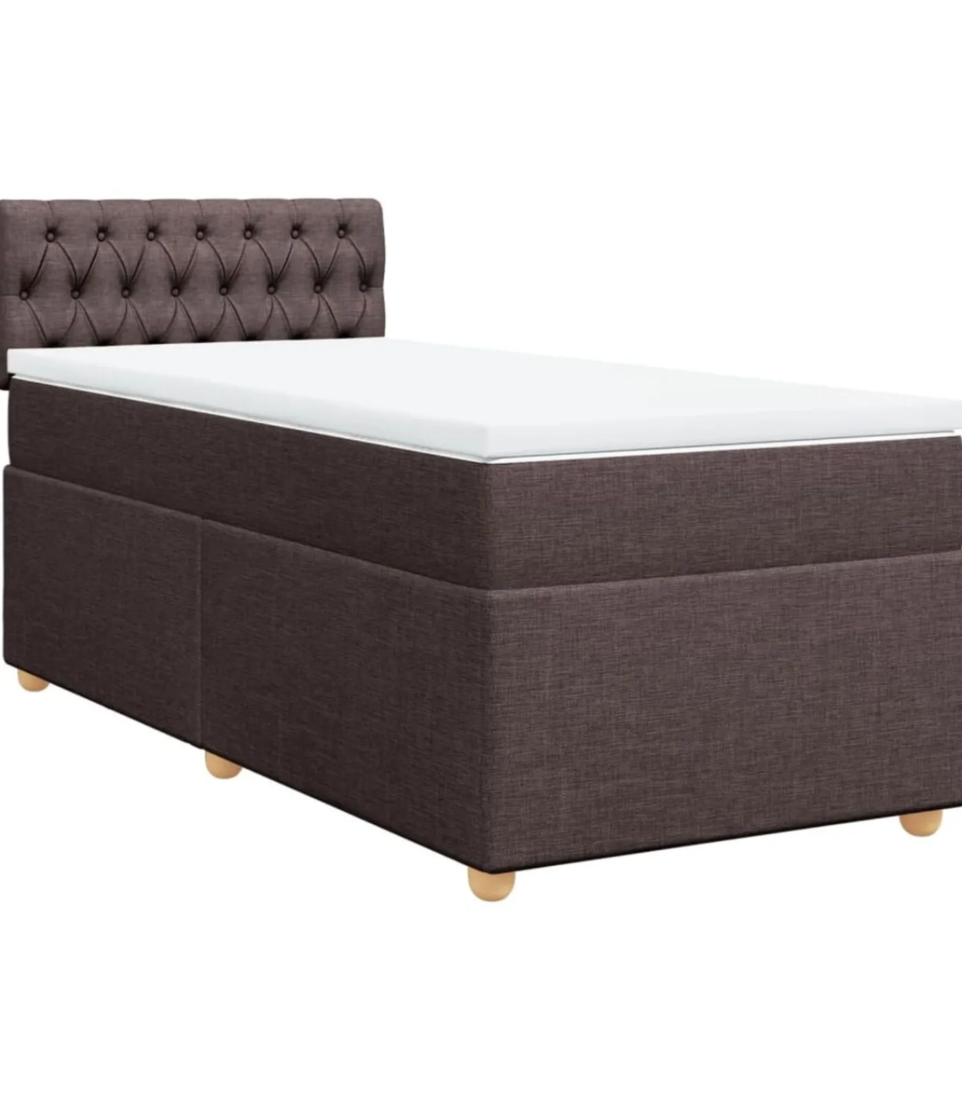 Best Boxspring met matras stof donkerbruin 90x200 cm Bedden