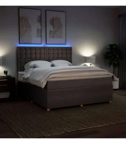 Boxspring met matras stof taupe 180x200 cm Bedden