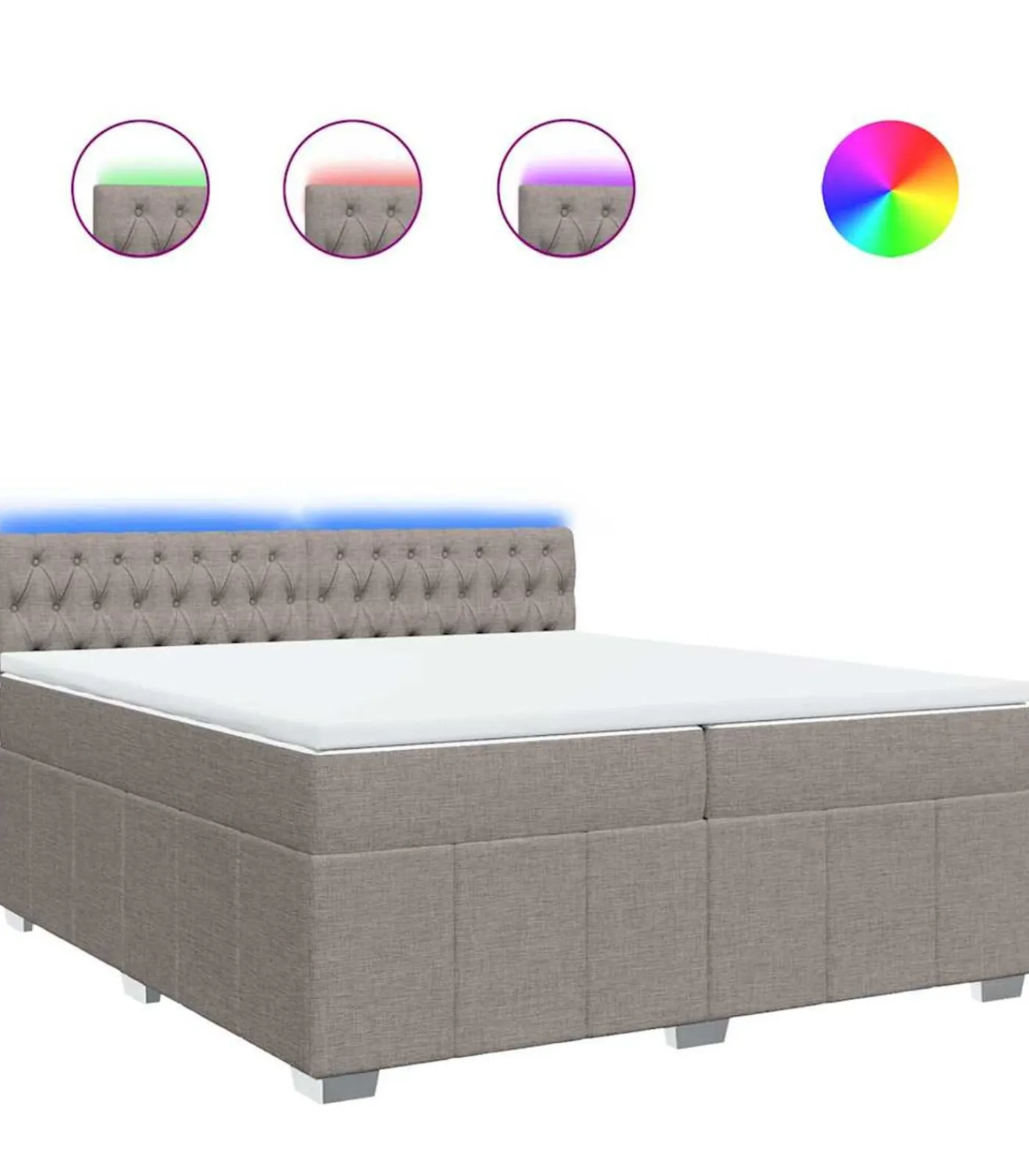 Online Boxspring met matras stof taupe 200x200 cm Bedden