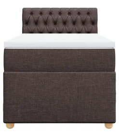 Best Boxspring met matras stof donkerbruin 90x200 cm Bedden