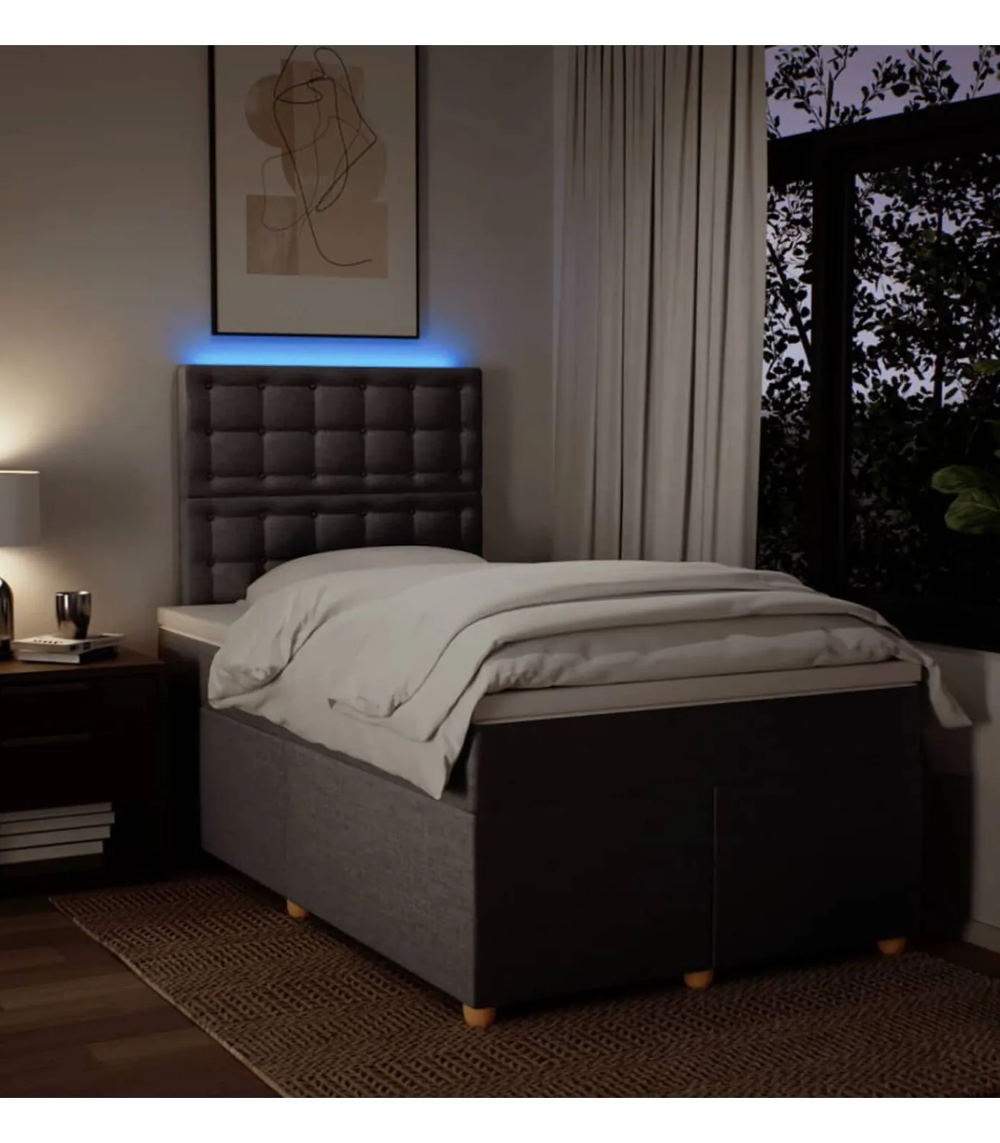 Hot Boxspring met matras stof taupe 120x190 cm Bedden