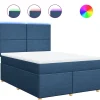 New Boxspring met matras stof blauw 140x200 cm Bedden