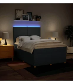 New Boxspring met matras stof blauw 140x200 cm Bedden