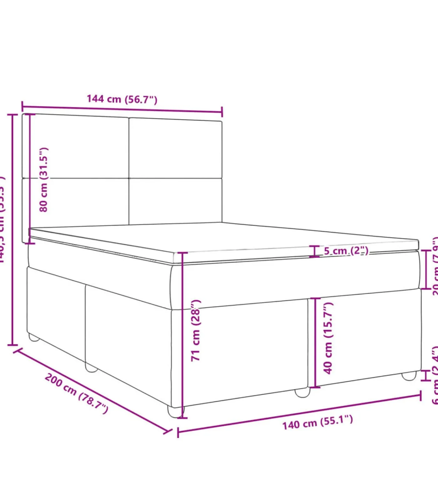New Boxspring met matras stof blauw 140x200 cm Bedden
