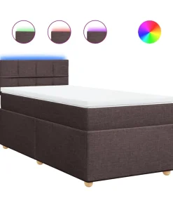 Online Boxspring met matras stof donkerbruin 90x200 cm Bedden