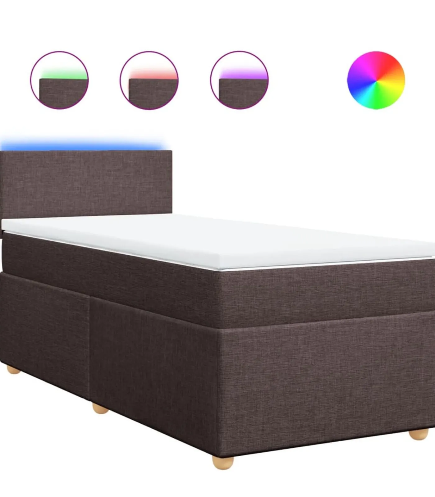 Discount Boxspring met matras stof donkerbruin 90x200 cm Bedden