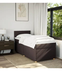 Discount Boxspring met matras stof donkerbruin 90x200 cm Bedden