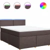 Discount Boxspring met matras stof donkerbruin 140x200 cm Bedden