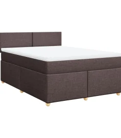 Discount Boxspring met matras stof donkerbruin 140x200 cm Bedden