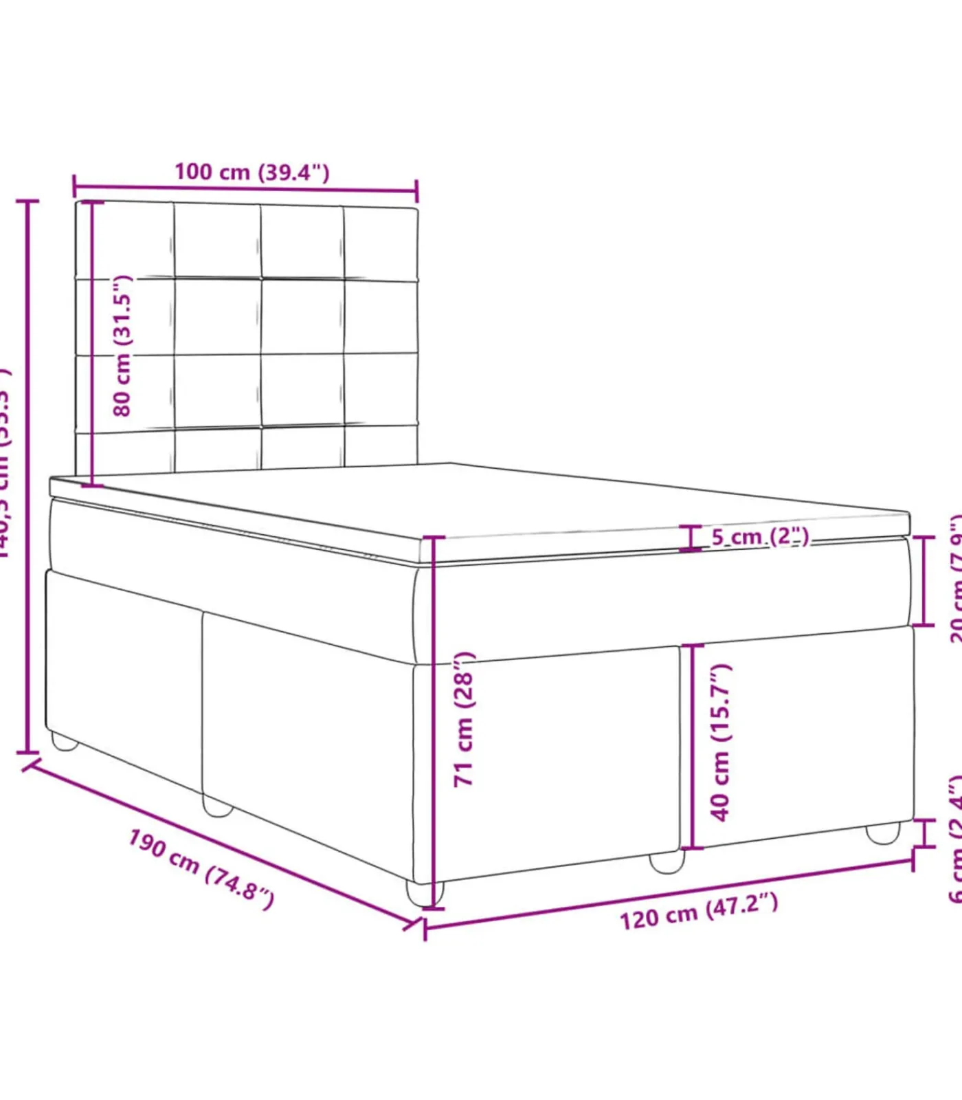 Outlet Boxspring met matras stof taupe 120x190 cm Bedden