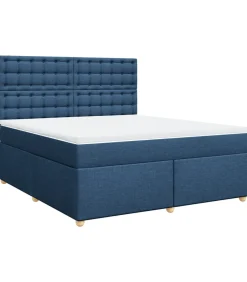 Online Boxspring met matras stof blauw 180x200 cm Bedden
