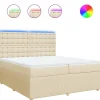 New Boxspring met matras stof crèmekleurig 200x200 cm Bedden