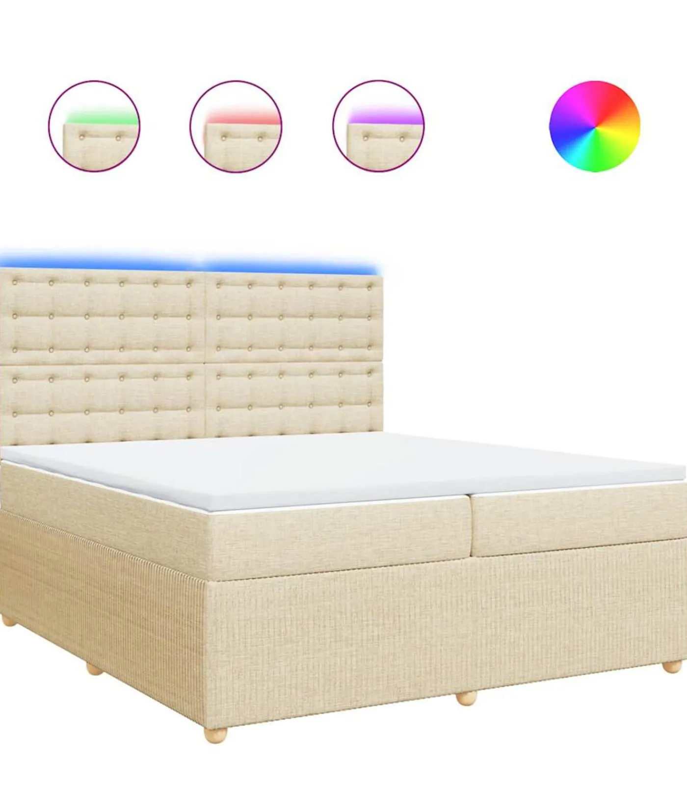 New Boxspring met matras stof crèmekleurig 200x200 cm Bedden