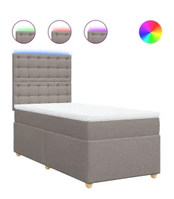 Hot Boxspring met matras stof taupe 100x200 cm Bedden
