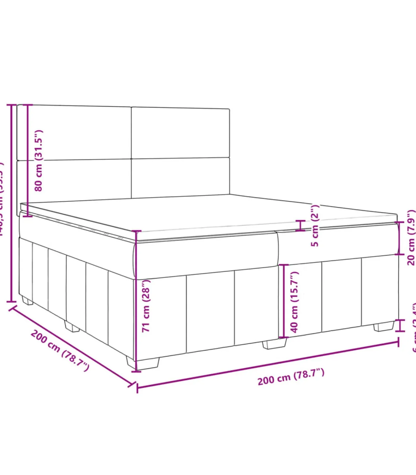 Clearance Boxspring met matras stof taupe 200x200 cm Bedden