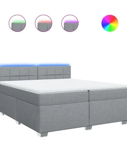 Outlet Boxspring met matras stof lichtgrijs 200x200 cm Bedden