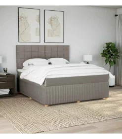 New Boxspring met matras stof taupe 180x200 cm Bedden