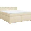 Hot Boxspring met matras stof crèmekleurig 180x200 cm Bedden