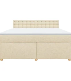 Hot Boxspring met matras stof crèmekleurig 180x200 cm Bedden