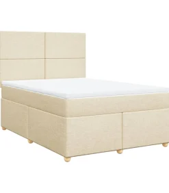 Best Boxspring met matras stof crèmekleurig 160x200 cm Bedden
