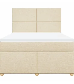 Best Boxspring met matras stof crèmekleurig 160x200 cm Bedden