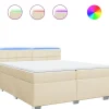 Sale Boxspring met matras stof crèmekleurig 200x200 cm Bedden