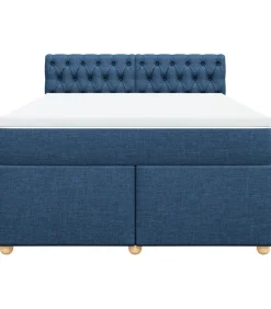 Online Boxspring met matras stof blauw 140x200 cm Bedden