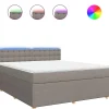 Hot Boxspring met matras stof taupe 180x200 cm Bedden