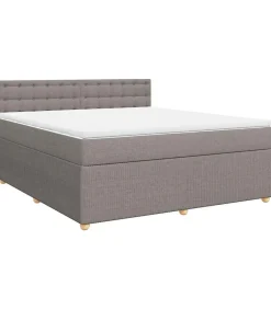 Hot Boxspring met matras stof taupe 180x200 cm Bedden