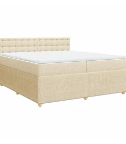 Sale Boxspring met matras stof crèmekleurig 200x200 cm Bedden