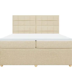 New Boxspring met matras stof crèmekleurig 200x200 cm Bedden
