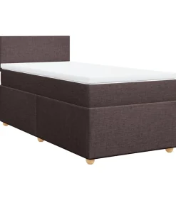 Clearance Boxspring met matras stof donkerbruin 90x200 cm Bedden
