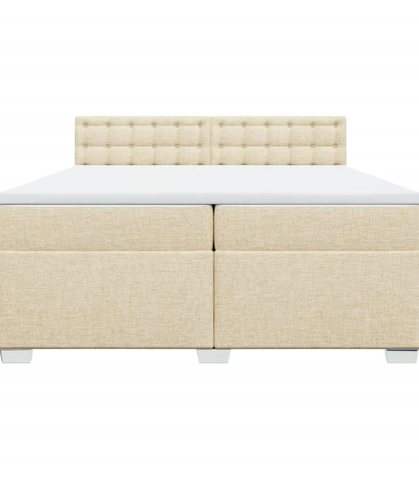 New Boxspring met matras stof crèmekleurig 200x200 cm Bedden